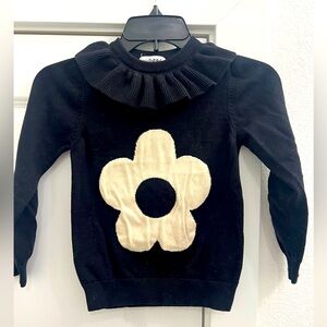 Ruffle neck daisy sweater